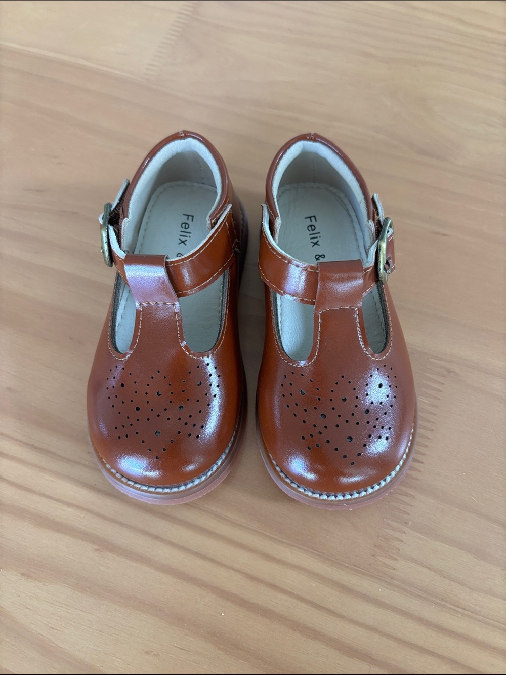 Girls' Tan T-Strap Dress Shoes